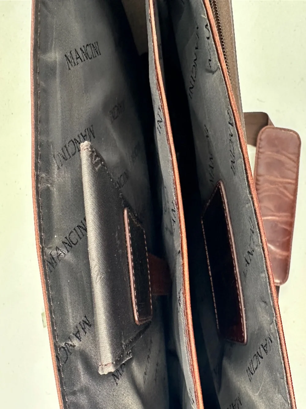 Mancini Leather Briefcase with adjustable shoulder strap